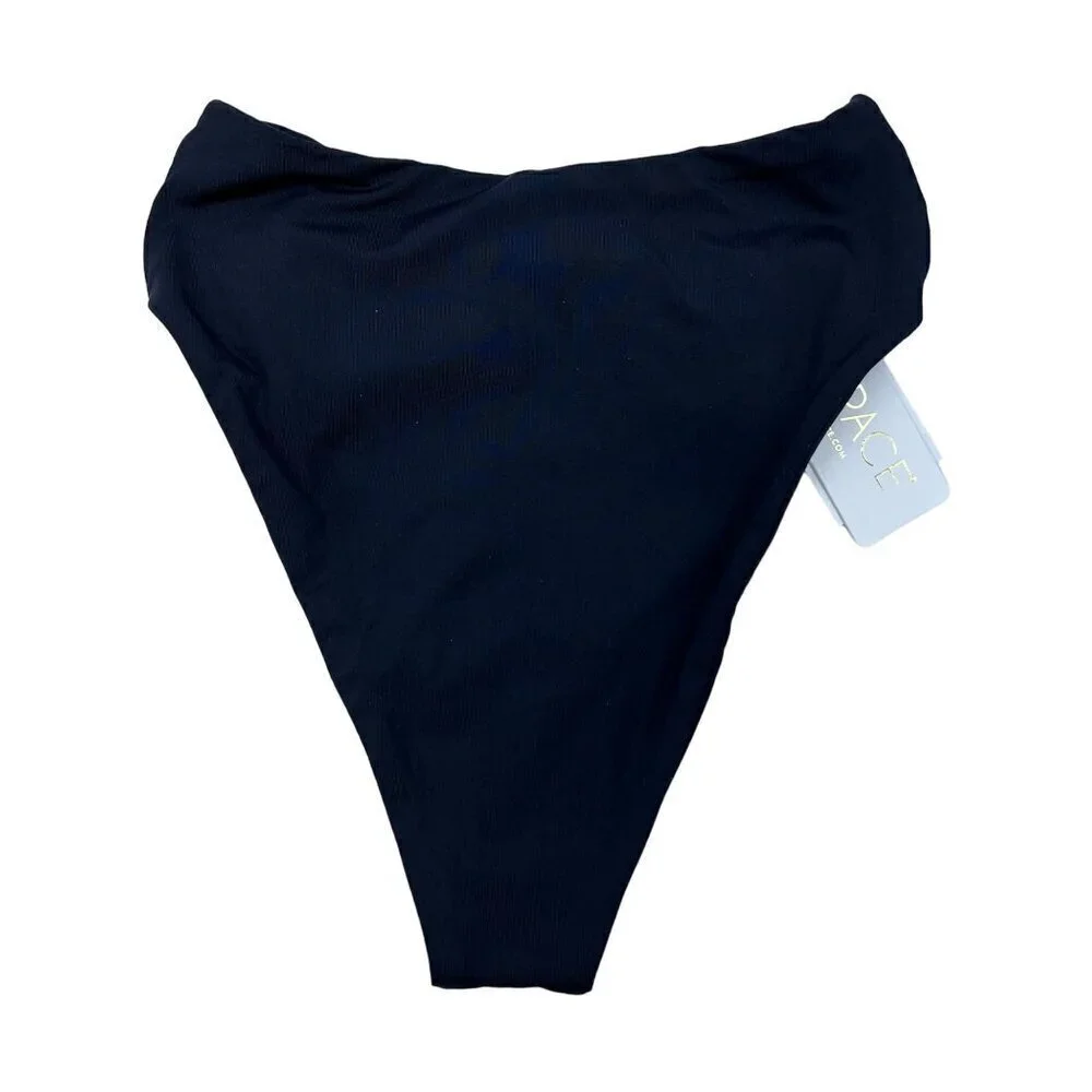 L*Space Women’s Nancy Lee Bikini Bottom Bitsy Cut Black/Ivory Sz XS New